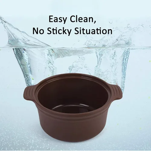Miniatura 6 de Juego de 2 vaporizadores de silicona para microondas con asa y tapa, olla antiadherente para cocina, lavavajillas y horno hasta 482 °F, fácil