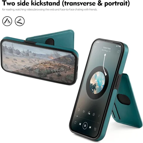 Miniatura 6 de SkyEagle Funda compatible con Magsafe para iPhone 13 Pro Max con soporte para tarjetas, función atril, bloqueo RFID, ranuras para tarjetas