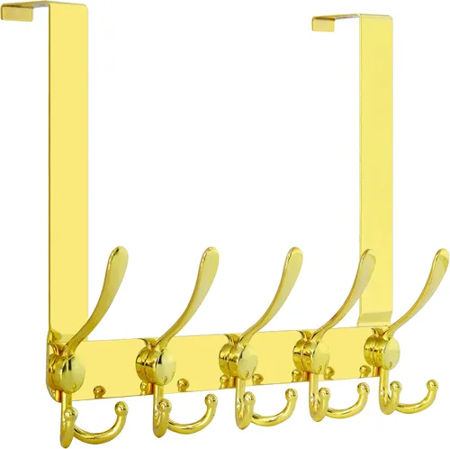 Miniatura 19 de SKOLOO Gancho sobre la puerta - para puertas de hasta 1-3/4' de espesor, colgador de puerta de metal con 5 ganchos triples, colgador sobre la puerta