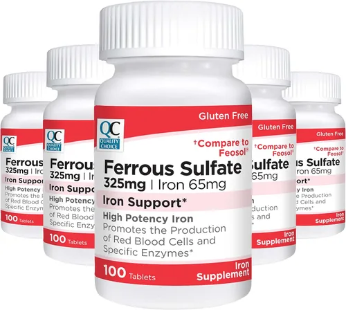 Miniatura 4 de Quality Choice Hierro 65 mg (325 mg de sulfato ferroso) Tabletas de suplemento de hierro de alta potencia en botellas de 100