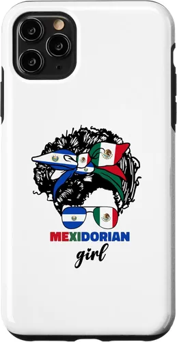 Miniatura 11 de Funda para iPhone 13 Pro Max mitad mexicana y salvadoreña mexicana y salvadoreña para niña con la bandera de El Salvador