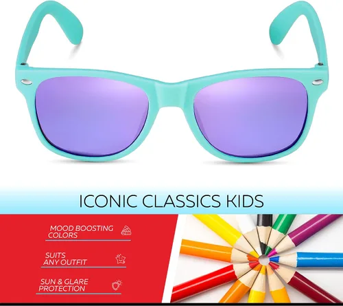 Miniatura 146 de Retro Rewind Lentes de sol para niños y niñas de 3 a 12 años, inastillables, UV400, lentes de sol para niños pequeños