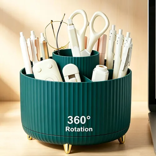 Miniatura 13 de Pencil Pen Holder 5 Slots 360°Degree Rotating Pen Organizers for Desk Desktop Storage Stationery Supplies Cute Pencil Cup Pot Kids Desk Organizer