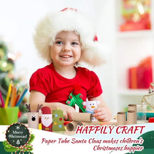 Miniatura 6 de Henoyso Paquete de 50 tubos de cartón para manualidades, rollos de papel higiénico gruesos vacíos para niños, proyectos de aula, manualidades de fin