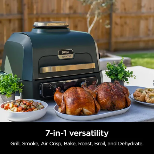 Miniatura 2 de Ninja Woodfire Pro Connect XL - Parrilla y ahumador para exteriores Bluetooth, aplicación habilitada Parrilla 7 en 1, ahumador de barbacoa, azul