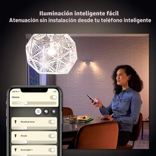 Miniatura 7 de Philips Hue Bombilla LED inteligente en forma de vela B39 de 40 W, luz blanca cálida suave, paquete de 2, 450 lúmenes, E12, interior, control