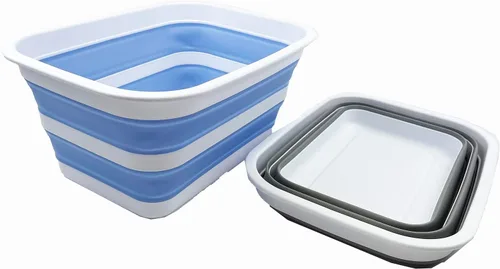Miniatura 2 de SAMMART Tina plegable de 12 litros (3.17 galones), bandeja portátil de picnic al aire libre, lavabo de lavado portátil, bañera de plástico que Gris