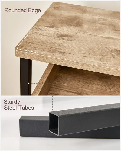 Miniatura 6 de KJGKK Mesa auxiliar, mesa de gama alta de 25 pulgadas, mesita de noche pequeña para sala de estar, dormitorio y oficina, color gris y negro