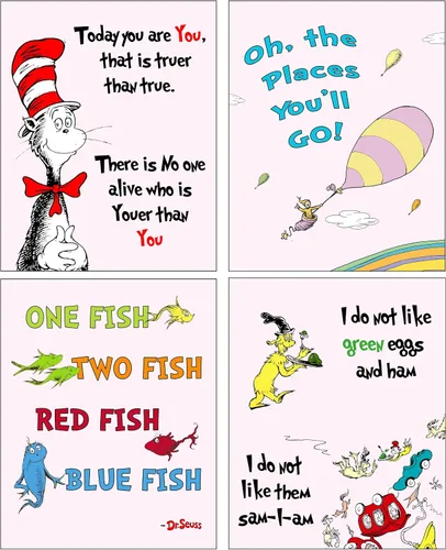 Miniatura 6 de Pack de 4 estampas artísticas de Dr Seuss para decorar recámara de bebé o niño