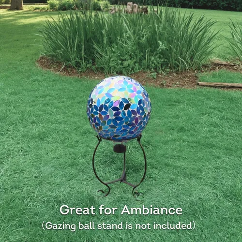 Miniatura 3 de Lily's Home Colorida bola de vidrio de mosaico, diseñada con un impresionante patrón de mosaico holográfico de pétalos para traer color a cualquier
