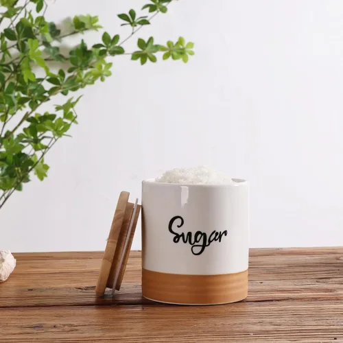 Miniatura 6 de LEETOYI Contenedores de cerámica para almacenamiento de alimentos con tapa, decoración de cocina de granja de 31 onzas, organizador