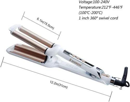 Miniatura 7 de Plancha rizadora de pelo de cerámica, rizadora de pelo de 3 barriles, rizador de pelo permanente de 0.6 pulgadas/0.630 in, rizador instantáneo
