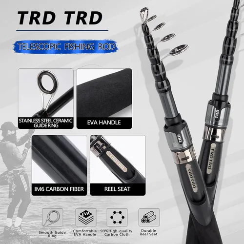 Miniatura 4 de Telescopic Fishing Rod and Reel Combo - IM6 Carbon Fiber Collapsible Rod with Spinning Reel -CNC Spool, Waterproof - All-in-One Starter Kit with