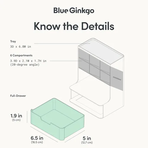 Miniatura 4 de BLUE GINKGO Organizador de escritorio Hive – Organizador vertical de 6 compartimentos, almacenamiento de cajón completo – Porta bolígrafos que Azul