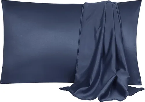 Miniatura 20 de uxcell Paquete de 2 fundas de almohada de satén de seda para cabello y piel, frescas, sedosas, suaves y transpirables, tamaño estándar de 20 x 26