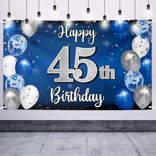 Miniatura 39 de Decoraciones de Feliz 11º Cumpleaños, Globo Azul y Plateado Grande Pancarta de Fondo de Cumpleaños, Brindemos por Once Años Suministros de Fiesta