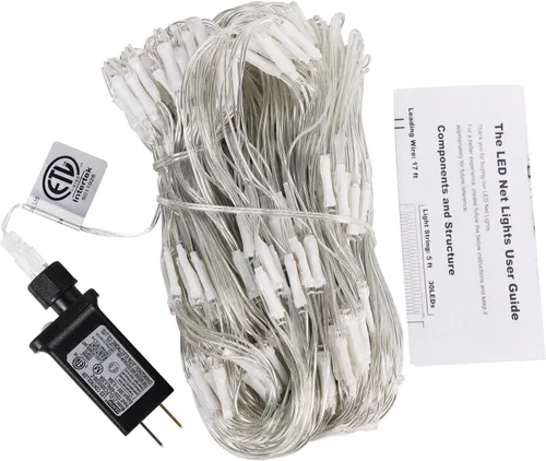 Miniatura 8 de LJLNION Luces de red de San Valentín, 360 luces LED de 12 pies x 5 pies, cadena de luces de malla conectables, 8 modos de iluminación, adaptador