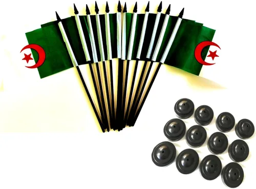 Miniatura 60 de Paquete de 12 banderas de escritorio de oficina en miniatura de poliéster Afganistán de 4 x 6 pulgadas y pequeñas banderas de mesa, 1 docena de mini