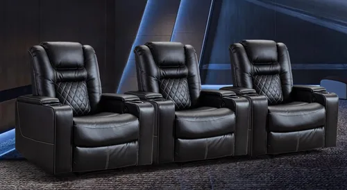 Miniatura 10 de CANMOV Silla reclinable eléctrica con puertos USB y portavasos, asiento de cine en casa de cuero transpirable con almacenamiento oculto en el brazo