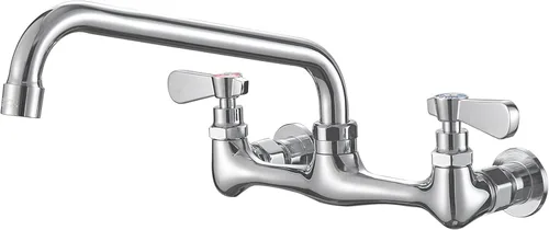 modelo 4353 - Grifo de montaje en pared, grifo de cocina con boquilla giratoria de 8 pulgadas, cuello de cisne de 8 pulgadas, centro de 2 asas,