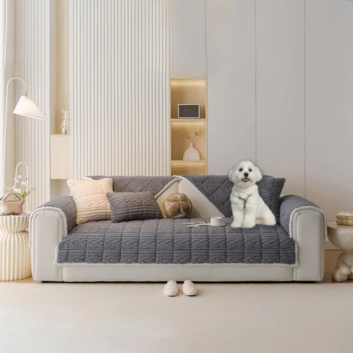 Miniatura 25 de HANDONTIME Funda de sofá de algodón suave apta para mascotas, elegante funda de sofá para mascotas con bordado, protector de sofá para perros