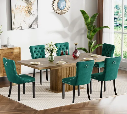 Miniatura 69 de Juego de mesa de comedor extensible de 5 piezas, juego de mesa de comedor extensible de estilo granja para 4, mesa de cocina expandible de madera