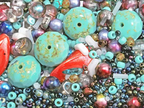 Miniatura 2 de 2.29 oz (65 g) Mezcla Exclusiva de Abalorios de Vidrio Checo Multicolor, Sueños de Ámbar, Abalorios de Vidrio Checo