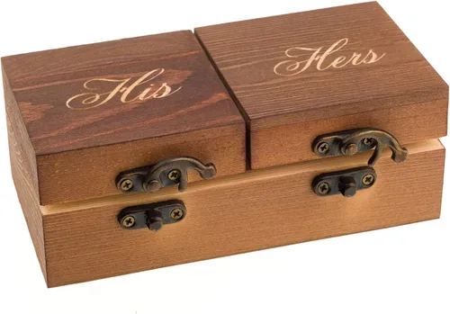 Ella Celebration Caja de madera para anillos de ceremonia de boda, caja rústica vintage para portador de anillos, cajas únicas para anillos de Para
