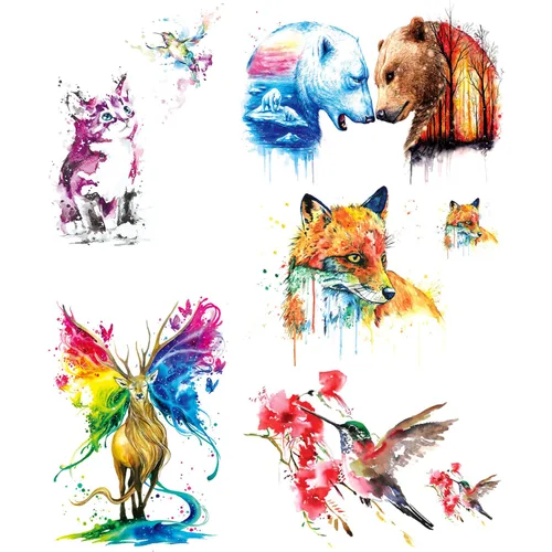 Miniatura 10 de Glarryears - Tatuajes temporales para adultos, paquete de 18 tatuajes falsos grandes, diseños de animales de larga duración: lobo, león, tigre, 3D