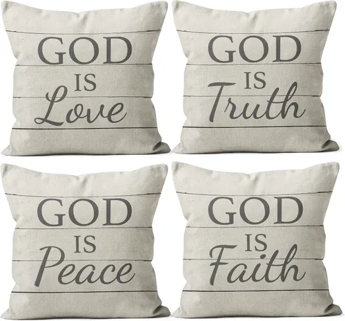 Miniatura 5 de Fundas de almohada Christian Decor – Regalos inspiradores para mujeres, almohadas inspiradoras de 18 x 18 pulgadas, regalos de oración de serenidad