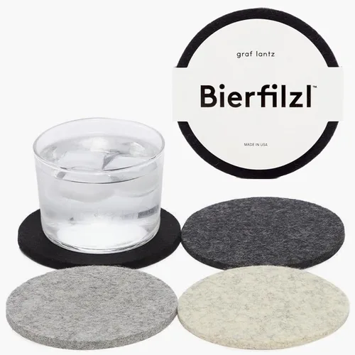 Miniatura 46 de Graf Lantz - Juego de 4 posavasos redondos de lana de merino Bierfilzl - Negro (círculos de 10 cm) - Absorbe el 30% del peso - Lana alemana