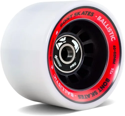 Bont Ruedas balísticas para patines con rodamientos, quad para interiores y exteriores, 2.362x1.575 in 92A, paquete de 8, color blanco