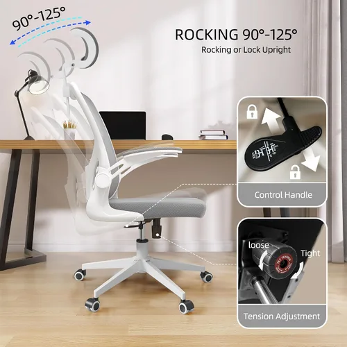 Miniatura 3 de Silla de oficina Monhey, silla ergonómica de oficina, silla para computadora con reposacabezas ajustable, soporte lumbar, apoyabrazos 2D, base