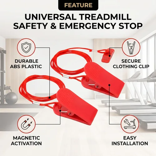 VBESTLIFE Paquete de 2 llaves de seguridad para cinta de correr, clip magnético de plástico ABS duradero, bloqueo de seguridad automático para