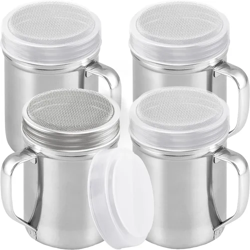 Miniatura 7 de CUSINIUM Shaker de azúcar en polvo de 14 onzas con asa, malla fina, con tapa de plástico, paquete de 2