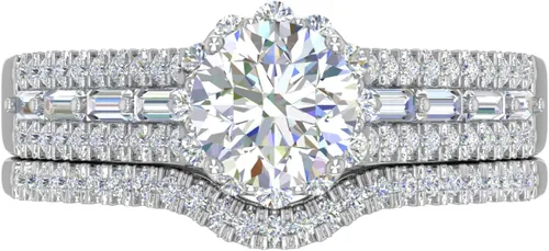 Miniatura 3 de FINEROCK Anillo de novia de diamantes de 1 quilate en oro de 14 quilates