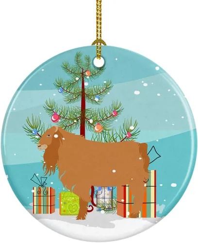 Miniatura 113 de Caroline's Treasures Adorno de cerámica de Navidad pintado o de codorniz chino, decoración colgante de árbol de Navidad verde azulado para el hogar