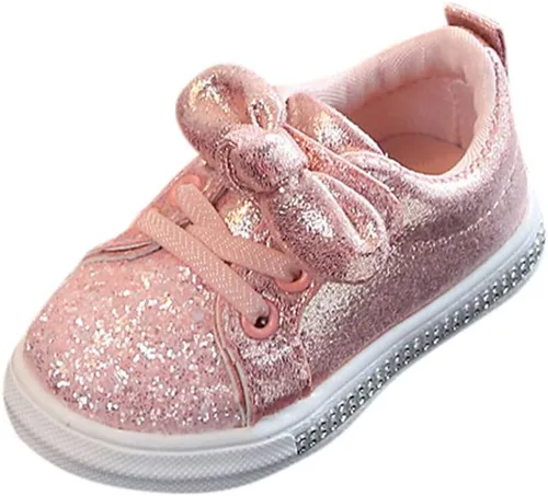 XGao Zapatillas de deporte para bebés, niños y niñas, zapatos sin cordones para bebés, niñas y niñas, con lentejuelas brillantes, zapatos deportivos