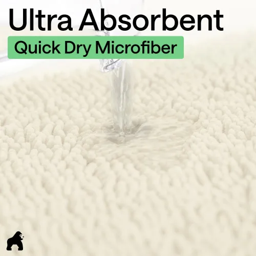Miniatura 6 de GORILLA GRIP - Alfombra de baño de felpa absorbente y peluda de chenilla con respaldo de goma para base ovalada del inodoro, alfombras lavables a