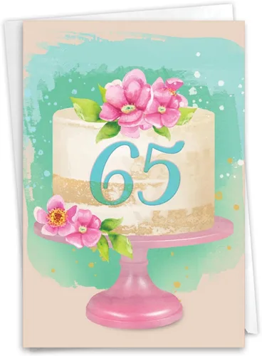 Miniatura 8 de NobleWorks Tarjeta de felicitación de cumpleaños número 65 con sobre de 5 x 7 pulgadas (1 tarjeta) Cuenta de tiempo de 65 años C10676MBG