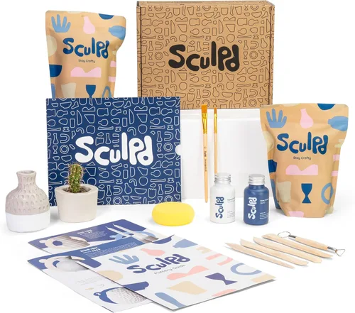Miniatura 10 de Sculpd - El kit original de cerámica para adultos - Arcilla seca al aire para adultos, herramientas, barniz, pinturas, pinceles, juego de arte