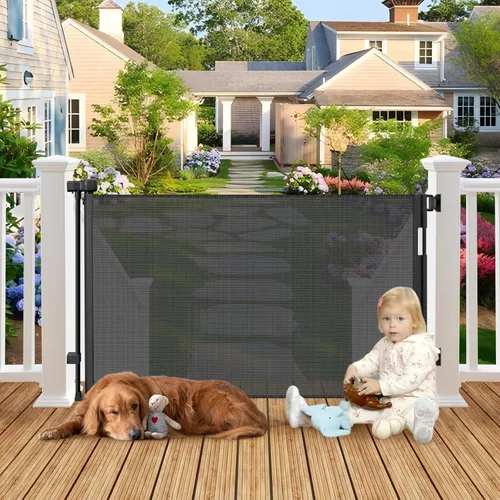 Miniatura 9 de Puerta retráctil para exteriores resistente a la intemperie para perros con tornillos y varillas de acero inoxidable que no se oxidan, puertas