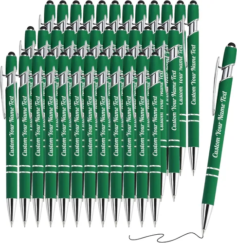 Miniatura 87 de 12 bolígrafos personalizados a granel con grabado sin nombre, bolígrafos personalizados con lápiz capacitivo, logotipo de mensaje de texto grabado