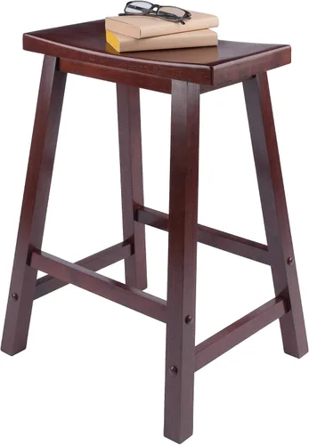 Miniatura 7 de Winsome Satori - Taburete de mostrador con asiento de sillín para cocina, 24 pulgadas, nogal
