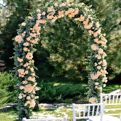 Miniatura 3 de YRIOWMI 10 guirnaldas de rosas falsas, flores artificiales de vid de 7.5 pies, para mesa, telón de fondo de boda, arco, pared, fiesta, manto, Champán