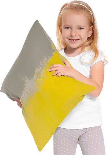 Miniatura 2 de Fundas de almohada de pintura artística, líneas abstractas amarillas y grises, fundas de almohada suaves, funda de cojín para sala de estar, cama