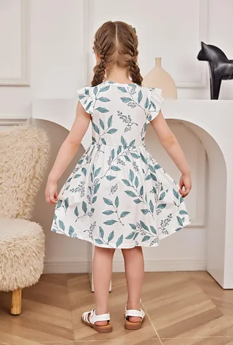 Miniatura 2 de PATPAT Vestidos para niña pequeña y bebé estampado de unicornio, manga con volantes, falda de dinosaurio para niños, 18-24 meses a 5-6 años
