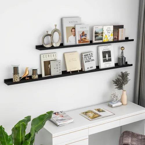 Miniatura 6 de FLYJOE Estante de repisa de fotos para pared, 24 pulgadas de madera de fresno maciza, estantes para libros de guardería, estantes flotantes