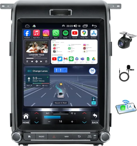 Radio de coche para Ford F150 2013 2014: [8 Core 4G RAM+64G ROM] Pantalla táctil estéreo de 12.1 pulgadas con Carplay inalámbrico Android Auto 5G