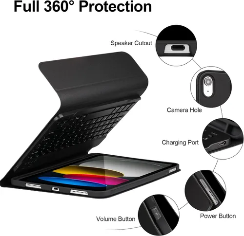 Miniatura 4 de AHYWTAN Funda para iPad 11/10ª generación con teclado, funda de teclado Bluetooth desmontable para iPad A16 2025 de 11 pulgadas/10ª generación 2022